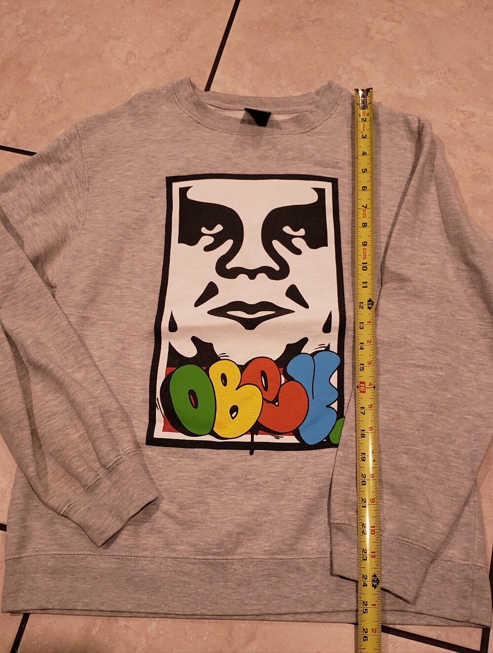 Obey Gray Graphic Sweatshirt with Multicolor Logo